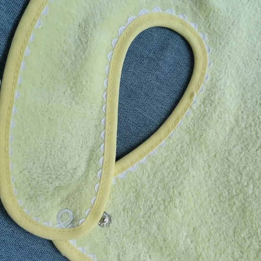 Embroidered Goose Terry Cloth Baby Bib White Yellow Vintage Inspired 2 P…